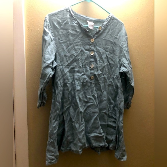 Match Point 100% Linen Blouse Tunic Blue Women's Size Small *Flaw - Picture 1 of 6